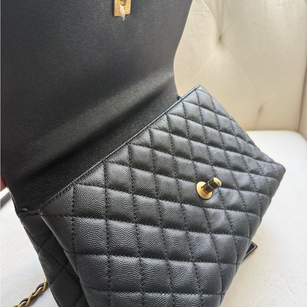Coco CHANEL Black Caviar Top handle with Gold Accents - Picture 8 of 11